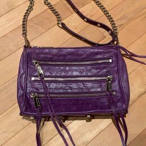 Purple Rebecca Minkoff 3 zip crossbody bag